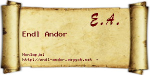 Endl Andor névjegykártya